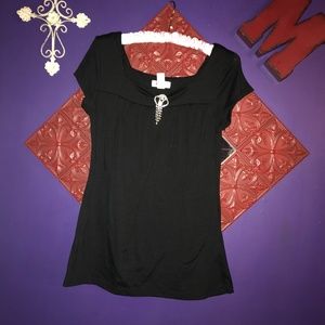 Casual Land Shirt with Rhinestone Broach